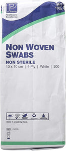 Premier 1920 Non-Sterile Non-Woven Swabs 4 Ply 10 cm x 10 cm White Paper Packs (Pack of 200)