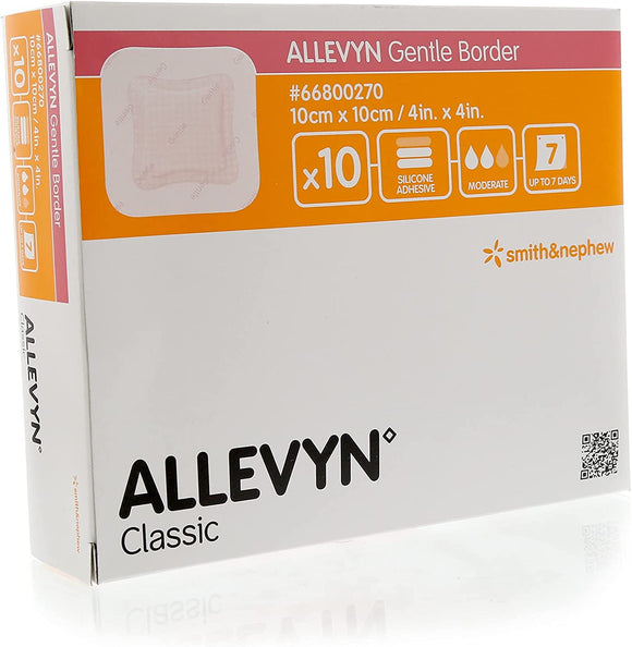 Allevyn Gentle Border 10cm x 10cm - Pack of 10 Single Dressings (Ref: 66800270)