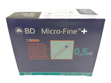BD Micro-Fine Plus U100 0.5ml Syringe 0.33mm (29G) x 12.7mm - Box of 100 (Ref: 324824)