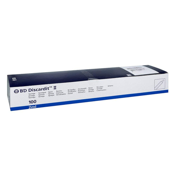 BD Discardit II Luer Slip Concentric Syringe 2ml - Box of 100 (Ref: 300928)