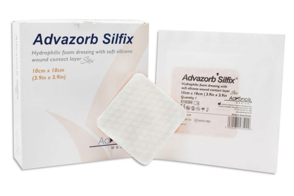 Advazorb Silflix Dressing 10cm x 10cm - Pack of 10 Single Dressings (Ref: CR4178)