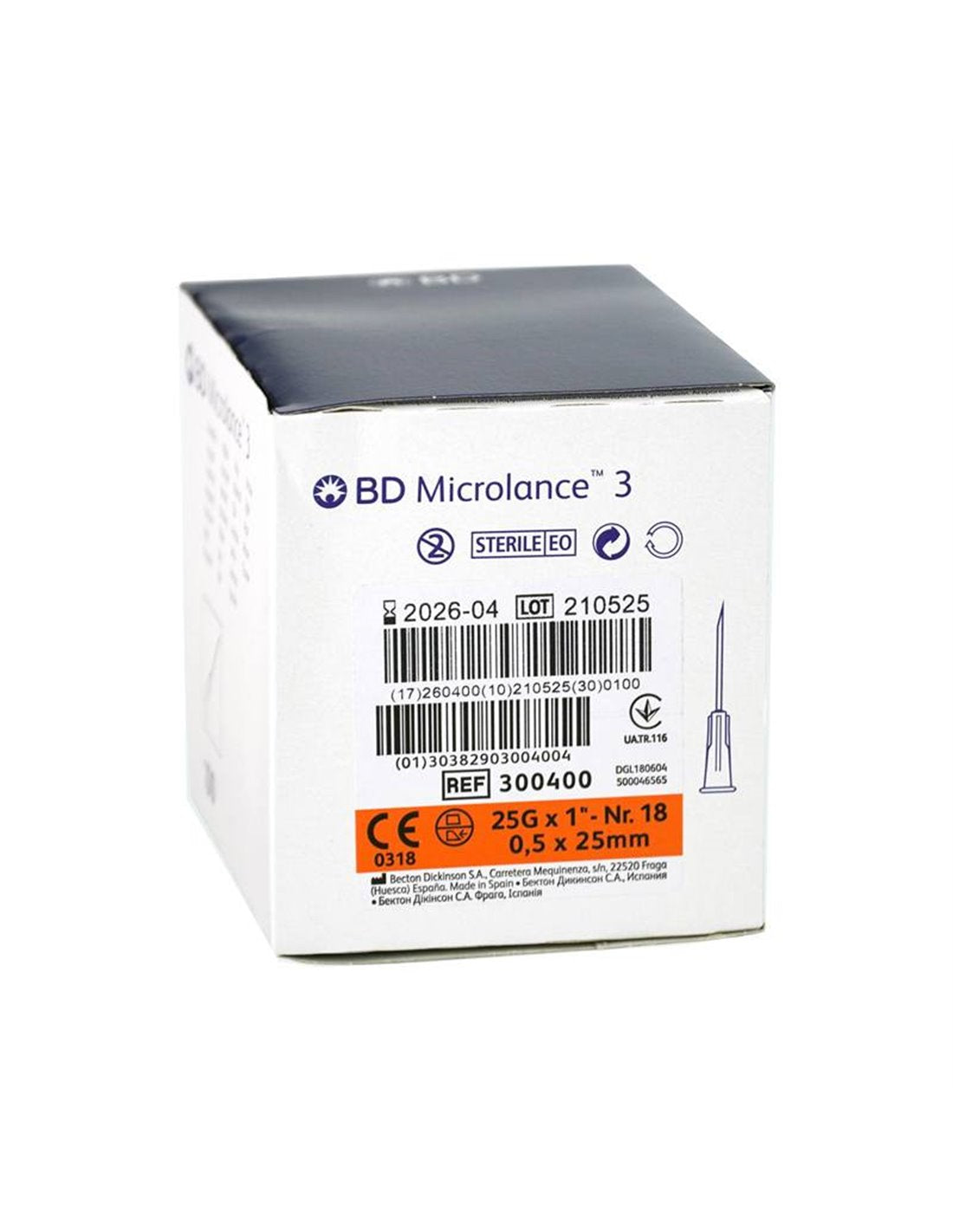 Bd Microlance Color BD Microlance Needles Orange 25g x 1 inch - Box of 100 (Ref: 300400 ...